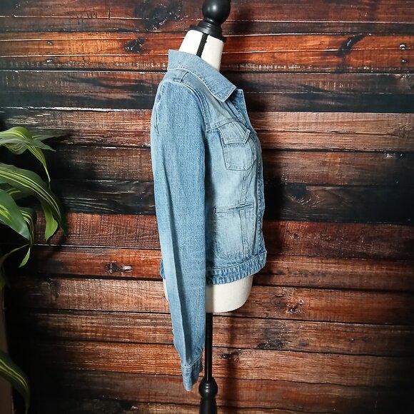 GUESS Vintage 90s Jean Jacket Snap Front Blue Denim 100% Cotton READ - Picture 7 of 11